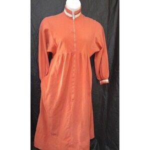 Vintage Rutledge Zip Up Robe, Satin Trim, Orange Large